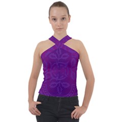 Cloister Advent Purple Cross Neck Velour Top