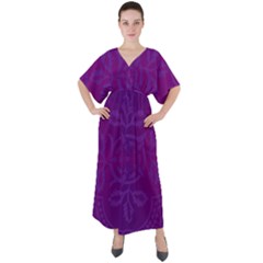 Cloister Advent Purple V-neck Boho Style Maxi Dress by HermanTelo