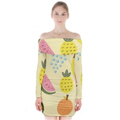 Fruit Long Sleeve Off Shoulder Dress by HermanTelo