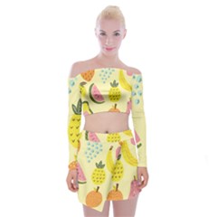 Fruit Off Shoulder Top With Mini Skirt Set by HermanTelo