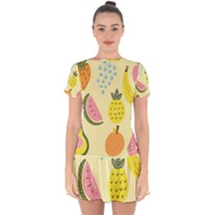 Fruit Drop Hem Mini Chiffon Dress