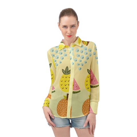 Fruit Long Sleeve Chiffon Shirt by HermanTelo