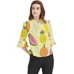 Fruit Loose Horn Sleeve Chiffon Blouse