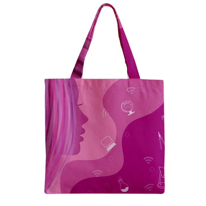 Online Woman Beauty Purple Zipper Grocery Tote Bag