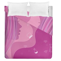 Online Woman Beauty Purple Duvet Cover Double Side (queen Size) by Mariart