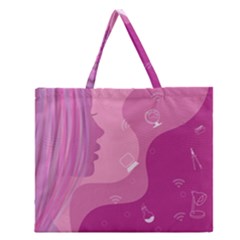 Online Woman Beauty Purple Zipper Large Tote Bag by Mariart