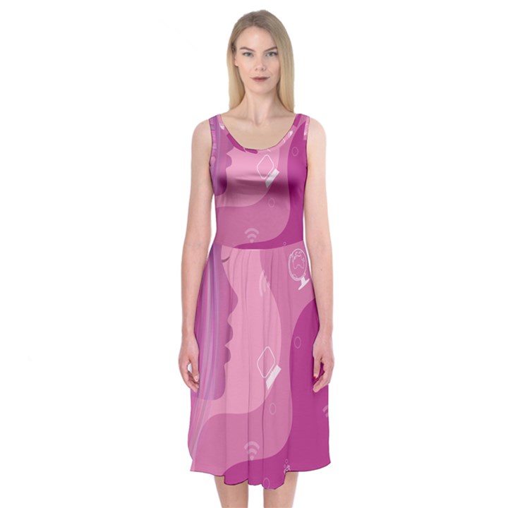 Online Woman Beauty Purple Midi Sleeveless Dress