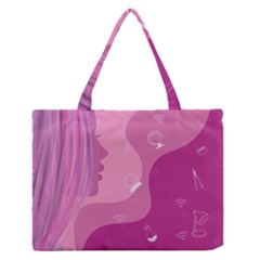 Online Woman Beauty Purple Zipper Medium Tote Bag by Mariart