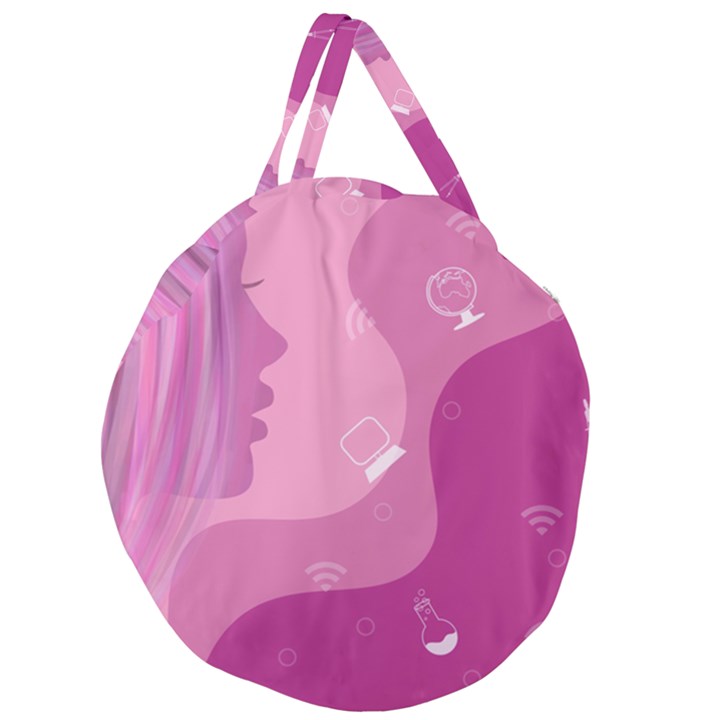 Online Woman Beauty Purple Giant Round Zipper Tote