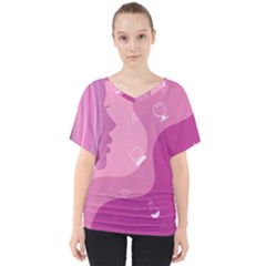 Online Woman Beauty Purple V-neck Dolman Drape Top by Mariart