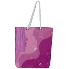 Online Woman Beauty Purple Full Print Rope Handle Tote (large) by Mariart