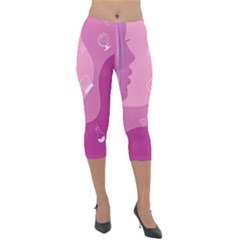 Online Woman Beauty Purple Lightweight Velour Capri Leggings 