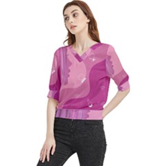 Online Woman Beauty Purple Quarter Sleeve Blouse