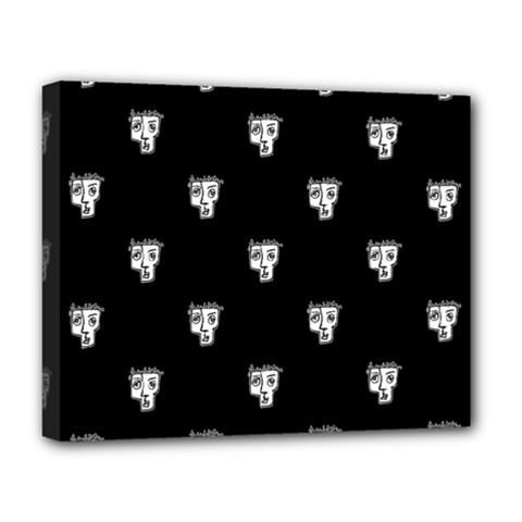 Man Head Caricature Drawing Pattern Deluxe Canvas 20  X 16  (stretched) by dflcprintsclothing