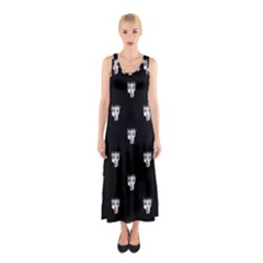 Man Head Caricature Drawing Pattern Sleeveless Maxi Dress by dflcprintsclothing