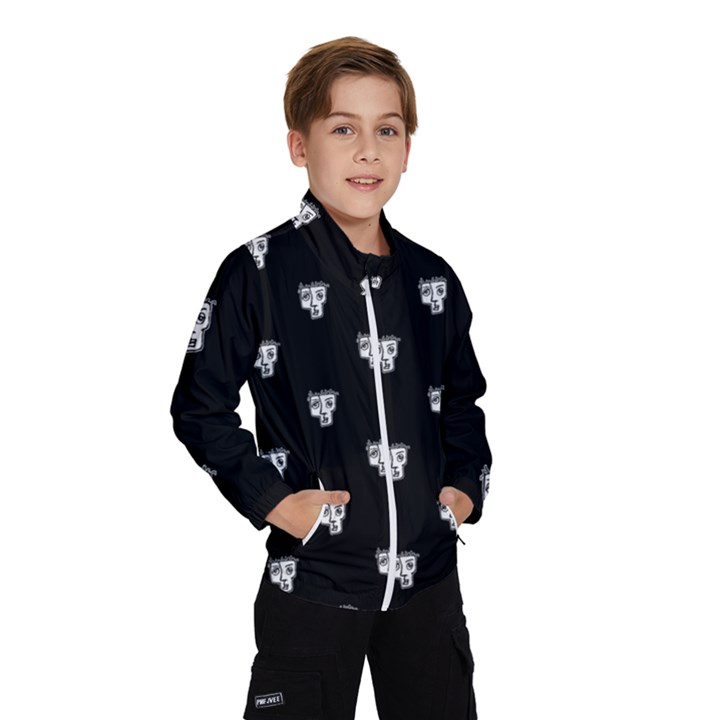 Man Head Caricature Drawing Pattern Kids  Windbreaker