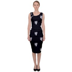 Man Head Caricature Drawing Pattern Sleeveless Pencil Dress by dflcprintsclothing