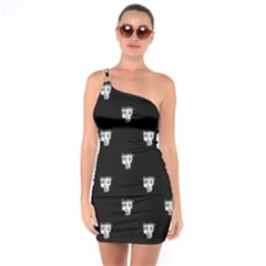 Man Head Caricature Drawing Pattern One Soulder Bodycon Dress by dflcprintsclothing