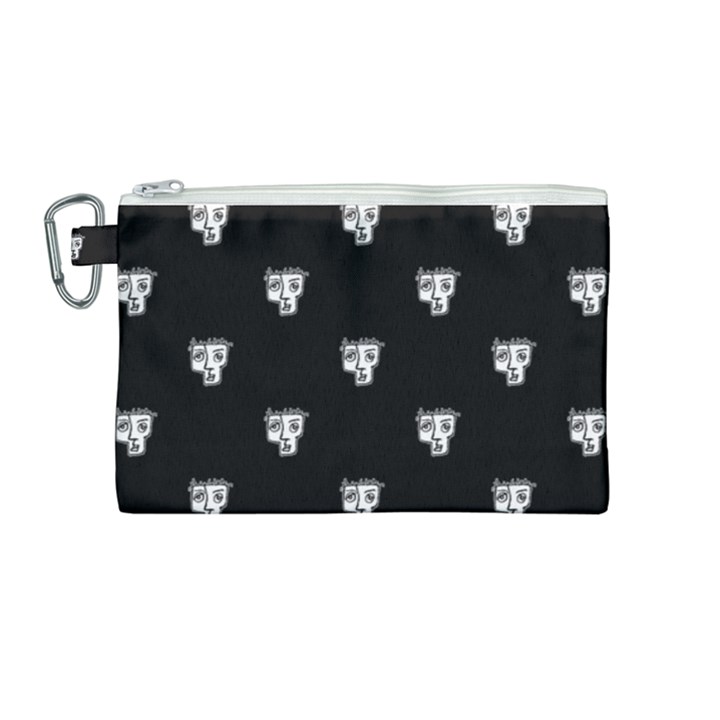 Man Head Caricature Drawing Pattern Canvas Cosmetic Bag (Medium)