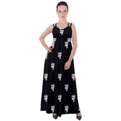 Man Head Caricature Drawing Pattern Empire Waist Velour Maxi Dress by dflcprintsclothing