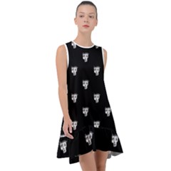 Man Head Caricature Drawing Pattern Frill Swing Dress by dflcprintsclothing