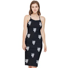 Man Head Caricature Drawing Pattern Bodycon Cross Back Summer Dress