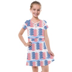 Fish Texture Rosa Blue Sea Kids  Cross Web Dress by HermanTelo