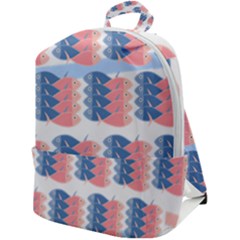 Fish Texture Rosa Blue Sea Zip Up Backpack