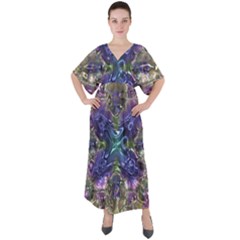 Metallizer Factory Glass V-neck Boho Style Maxi Dress by Mariart