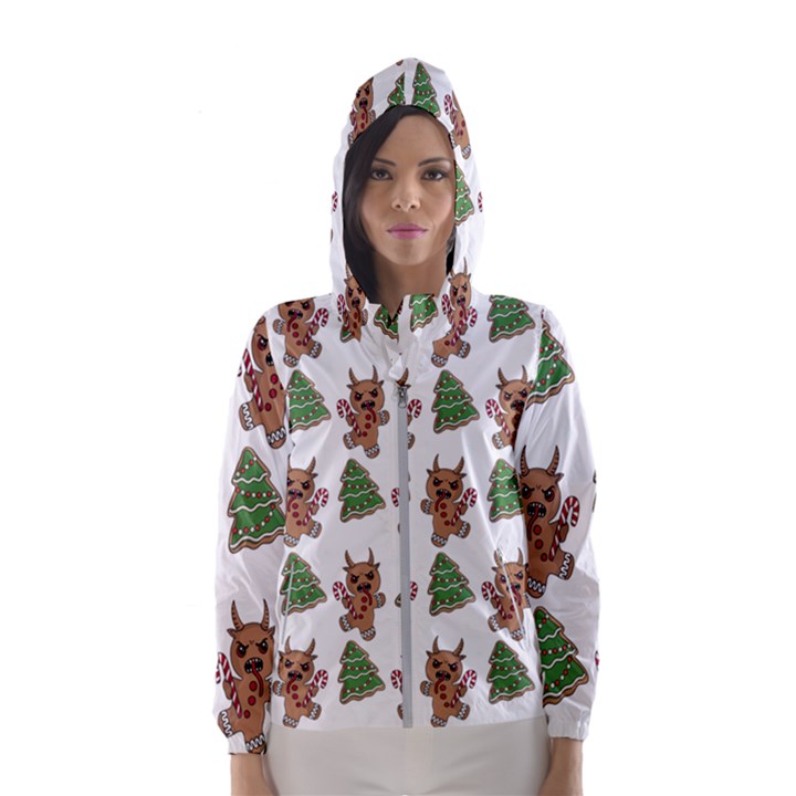 Gingerbread Krampus Women s Hooded Windbreaker