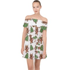 Gingerbread Krampus Off Shoulder Chiffon Dress