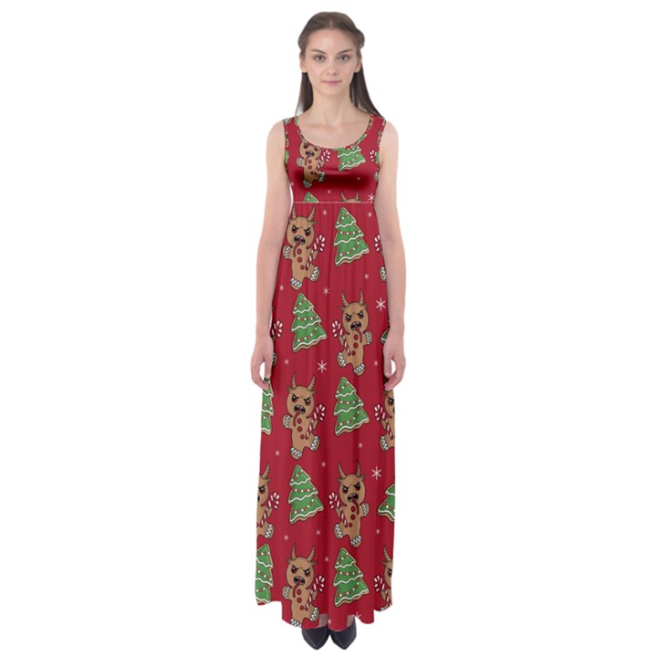 Gingerbread Krampus Empire Waist Maxi Dress