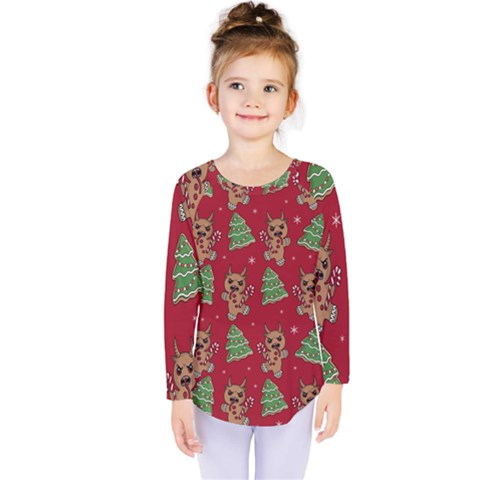 Gingerbread Krampus Kids  Long Sleeve Tee by Valentinaart