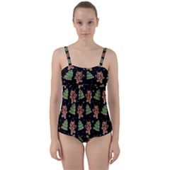 Gingerbread Krampus Twist Front Tankini Set by Valentinaart