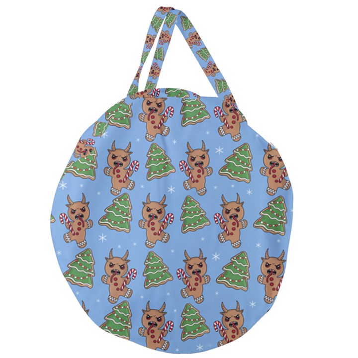 Gingerbread Krampus Giant Round Zipper Tote