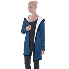 Aegean Blue - Longline Hooded Cardigan by FashionLane