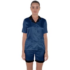 Aegean Blue - Satin Short Sleeve Pyjamas Set by FashionLane