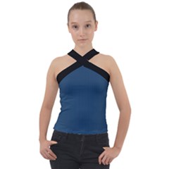 Aegean Blue - Cross Neck Velour Top by FashionLane