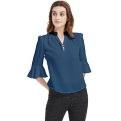 Aegean Blue - Loose Horn Sleeve Chiffon Blouse