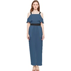 Aegean Blue - Draped Sleeveless Chiffon Jumpsuit