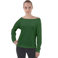 Basil Green - Off Shoulder Long Sleeve Velour Top by FashionLane