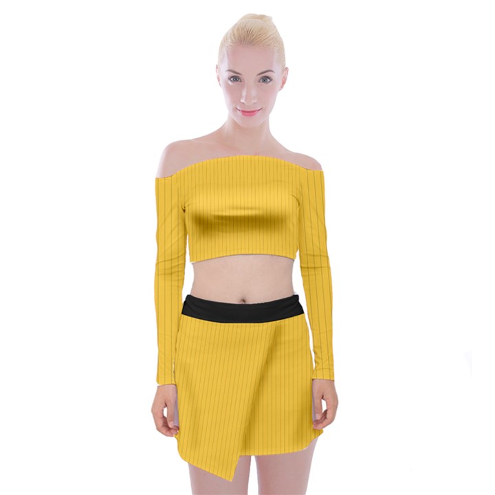 Aspen Gold - Off Shoulder Top with Mini Skirt Set