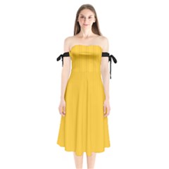 Aspen Gold - Shoulder Tie Bardot Midi Dress by FashionLane