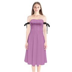 Bodacious Pink - Shoulder Tie Bardot Midi Dress by FashionLane