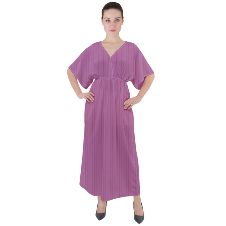 Bodacious Pink - V-Neck Boho Style Maxi Dress