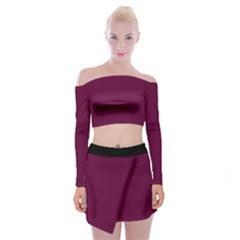 Boysenberry Purple - Off Shoulder Top With Mini Skirt Set by FashionLane