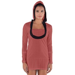 Blush Red - Long Sleeve Hooded T-shirt by FashionLane