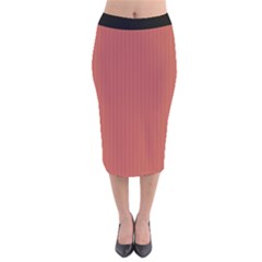 Blush Red - Velvet Midi Pencil Skirt by FashionLane