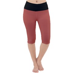 Blush Red - Lightweight Velour Cropped Yoga Leggings by FashionLane