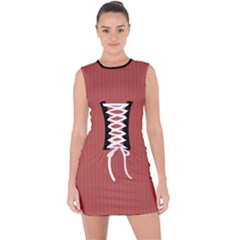 Blush Red - Lace Up Front Bodycon Dress by FashionLane